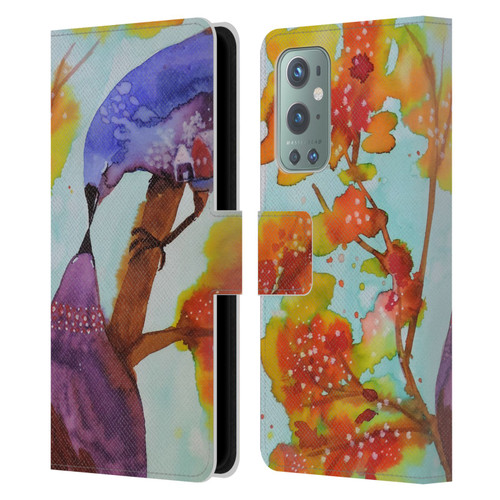 Sylvie Demers Birds 3 Kissing Leather Book Wallet Case Cover For OnePlus 9