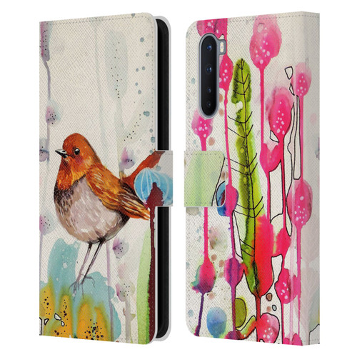 Sylvie Demers Birds 3 Sienna Leather Book Wallet Case Cover For OnePlus Nord 5G