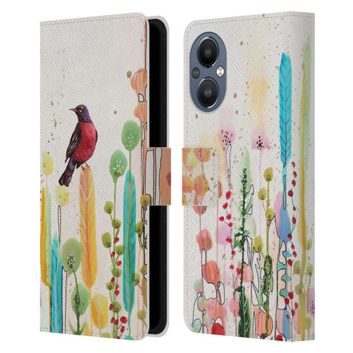 Sylvie Demers Birds 3 Scarlet Leather Book Wallet Case Cover For OnePlus Nord N20 5G