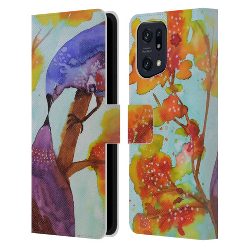 Sylvie Demers Birds 3 Kissing Leather Book Wallet Case Cover For OPPO Find X5