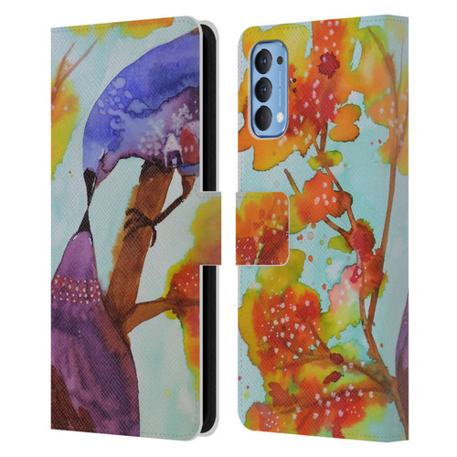 Sylvie Demers Birds 3 Kissing Leather Book Wallet Case Cover For OPPO Reno 4 5G