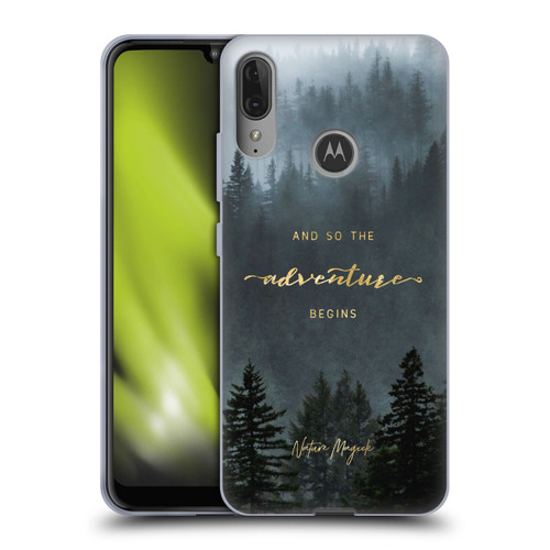 Nature Magick So The Adventure Begins Quote Trees Soft Gel Case for Motorola Moto E6 Plus