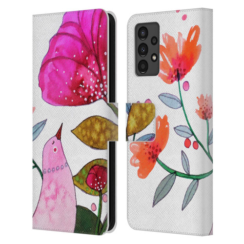 Sylvie Demers Birds 3 Crimson Leather Book Wallet Case Cover For Samsung Galaxy A13 (2022)