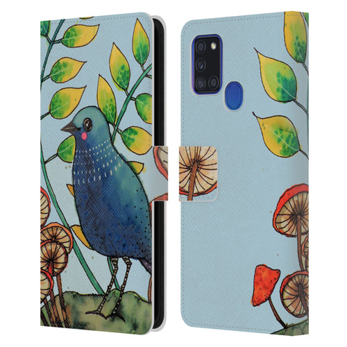 Sylvie Demers Birds 3 Teary Blue Leather Book Wallet Case Cover For Samsung Galaxy A21s (2020)