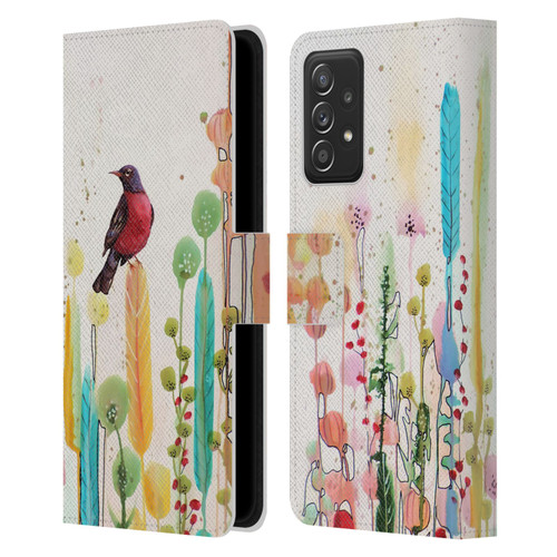 Sylvie Demers Birds 3 Scarlet Leather Book Wallet Case Cover For Samsung Galaxy A52 / A52s / 5G (2021)