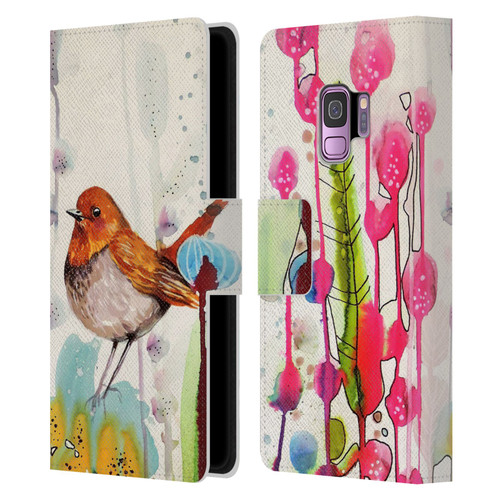 Sylvie Demers Birds 3 Sienna Leather Book Wallet Case Cover For Samsung Galaxy S9