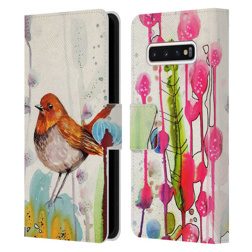 Sylvie Demers Birds 3 Sienna Leather Book Wallet Case Cover For Samsung Galaxy S10