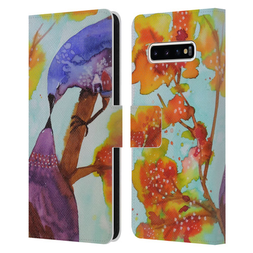 Sylvie Demers Birds 3 Kissing Leather Book Wallet Case Cover For Samsung Galaxy S10+ / S10 Plus