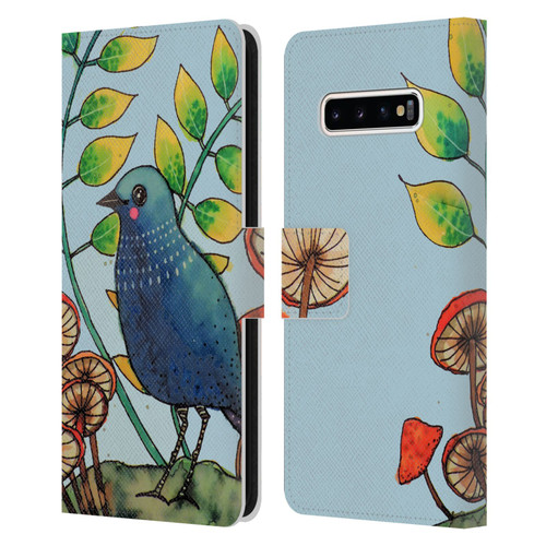 Sylvie Demers Birds 3 Teary Blue Leather Book Wallet Case Cover For Samsung Galaxy S10+ / S10 Plus