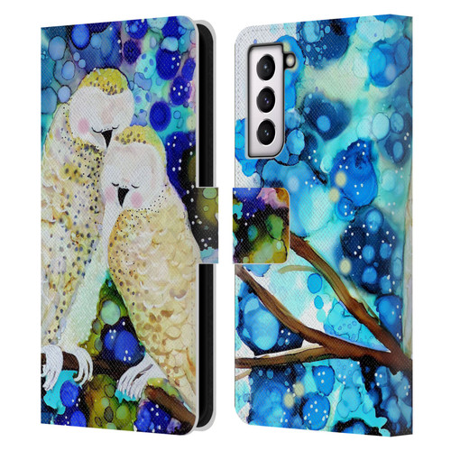 Sylvie Demers Birds 3 Owls Leather Book Wallet Case Cover For Samsung Galaxy S21 5G