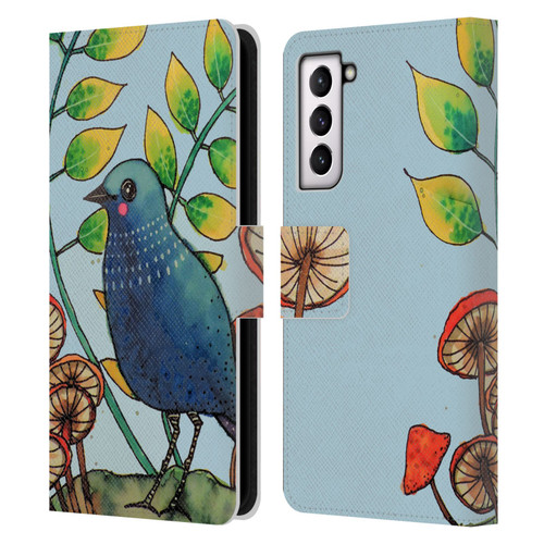 Sylvie Demers Birds 3 Teary Blue Leather Book Wallet Case Cover For Samsung Galaxy S21 5G
