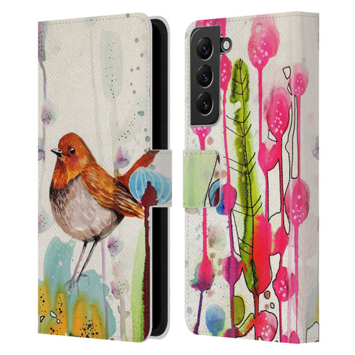 Sylvie Demers Birds 3 Sienna Leather Book Wallet Case Cover For Samsung Galaxy S22+ 5G