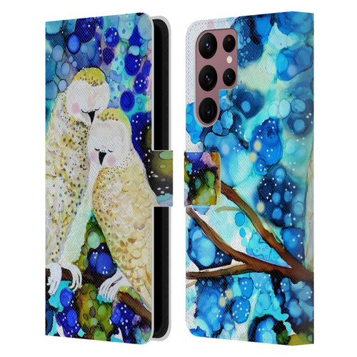 Sylvie Demers Birds 3 Owls Leather Book Wallet Case Cover For Samsung Galaxy S22 Ultra 5G