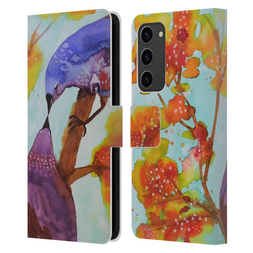 Sylvie Demers Birds 3 Kissing Leather Book Wallet Case Cover For Samsung Galaxy S23+ 5G