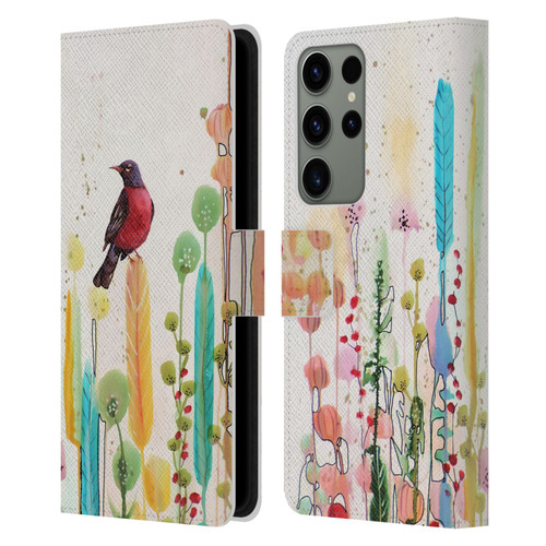 Sylvie Demers Birds 3 Scarlet Leather Book Wallet Case Cover For Samsung Galaxy S23 Ultra 5G