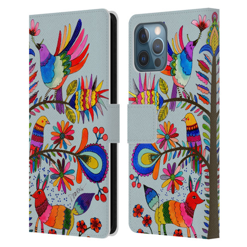 Sylvie Demers Floral Otomi Colors Leather Book Wallet Case Cover For Apple iPhone 12 Pro Max