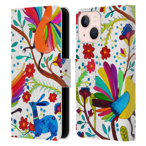 Sylvie Demers Floral Rainbow Wings Leather Book Wallet Case Cover For Apple iPhone 13 Mini