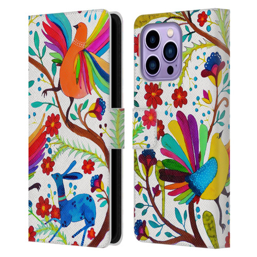 Sylvie Demers Floral Rainbow Wings Leather Book Wallet Case Cover For Apple iPhone 14 Pro Max