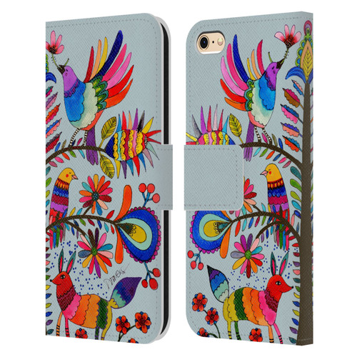 Sylvie Demers Floral Otomi Colors Leather Book Wallet Case Cover For Apple iPhone 6 / iPhone 6s