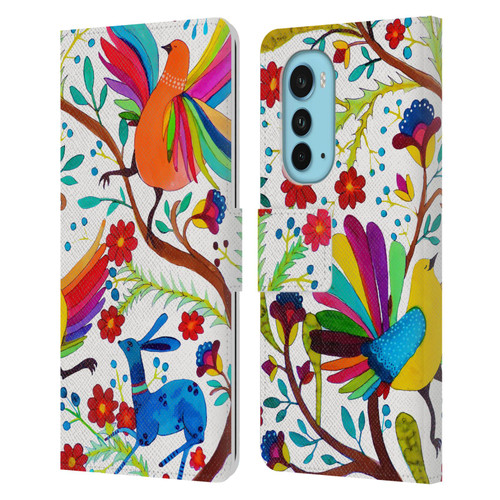 Sylvie Demers Floral Rainbow Wings Leather Book Wallet Case Cover For Motorola Edge (2022)