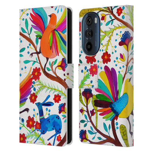 Sylvie Demers Floral Rainbow Wings Leather Book Wallet Case Cover For Motorola Edge 30