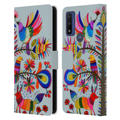 Sylvie Demers Floral Otomi Colors Leather Book Wallet Case Cover For Motorola G Pure