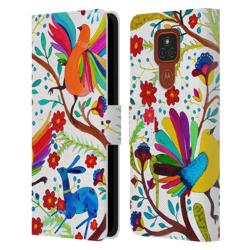 Sylvie Demers Floral Rainbow Wings Leather Book Wallet Case Cover For Motorola Moto E7 Plus