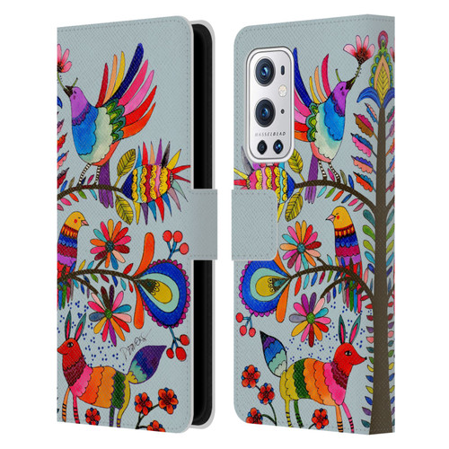 Sylvie Demers Floral Otomi Colors Leather Book Wallet Case Cover For OnePlus 9 Pro