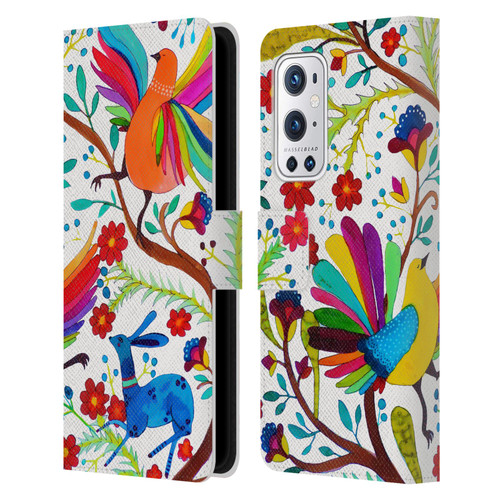 Sylvie Demers Floral Rainbow Wings Leather Book Wallet Case Cover For OnePlus 9 Pro
