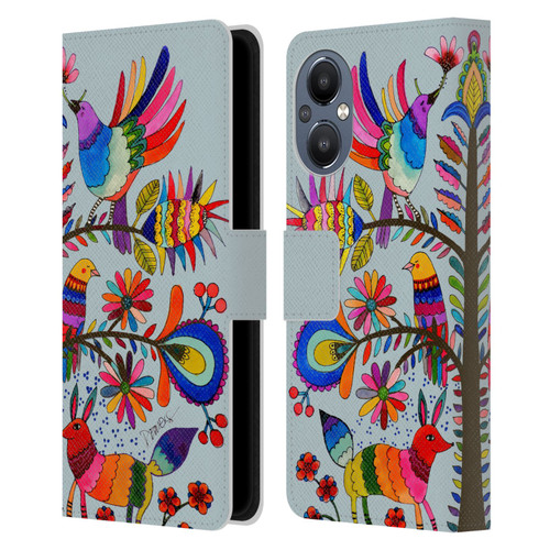 Sylvie Demers Floral Otomi Colors Leather Book Wallet Case Cover For OnePlus Nord N20 5G