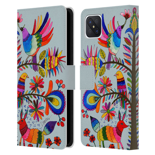 Sylvie Demers Floral Otomi Colors Leather Book Wallet Case Cover For OPPO Reno4 Z 5G