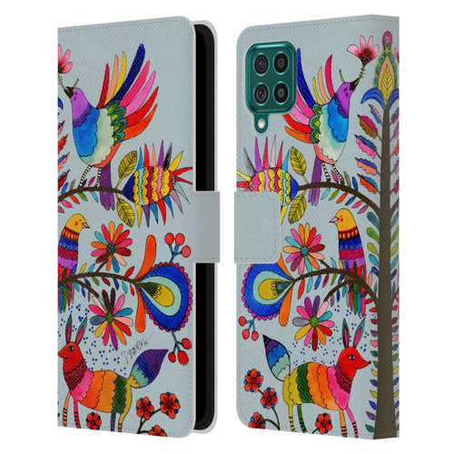 Sylvie Demers Floral Otomi Colors Leather Book Wallet Case Cover For Samsung Galaxy F62 (2021)