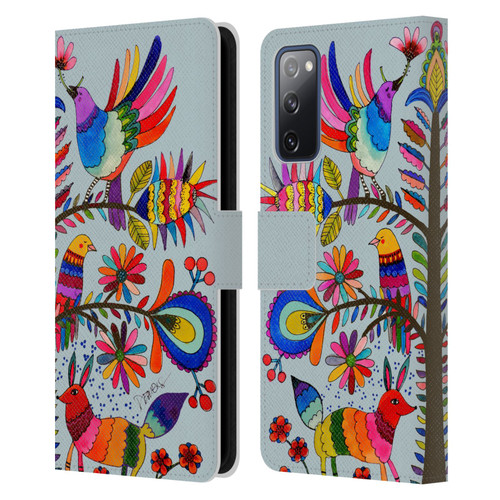 Sylvie Demers Floral Otomi Colors Leather Book Wallet Case Cover For Samsung Galaxy S20 FE / 5G