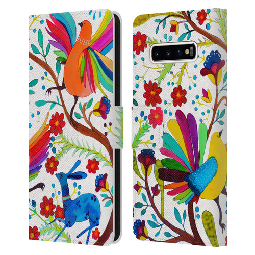 Sylvie Demers Floral Rainbow Wings Leather Book Wallet Case Cover For Samsung Galaxy S10+ / S10 Plus