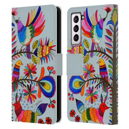 Sylvie Demers Floral Otomi Colors Leather Book Wallet Case Cover For Samsung Galaxy S21 5G