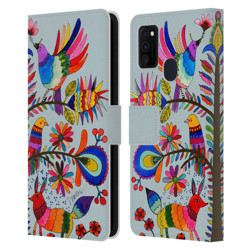 Sylvie Demers Floral Otomi Colors Leather Book Wallet Case Cover For Samsung Galaxy M30s (2019)/M21 (2020)