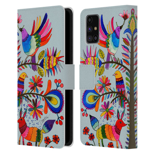 Sylvie Demers Floral Otomi Colors Leather Book Wallet Case Cover For Samsung Galaxy M31s (2020)