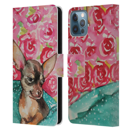 Sylvie Demers Nature Chihuahua Leather Book Wallet Case Cover For Apple iPhone 12 / iPhone 12 Pro