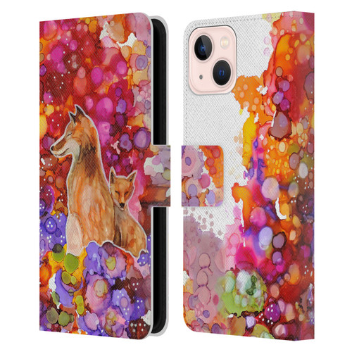Sylvie Demers Nature Mother Fox Leather Book Wallet Case Cover For Apple iPhone 13