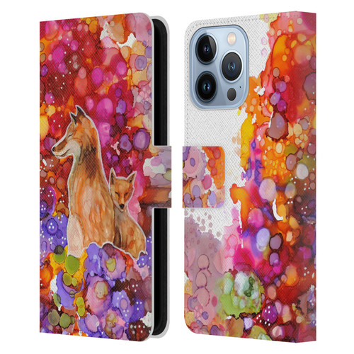 Sylvie Demers Nature Mother Fox Leather Book Wallet Case Cover For Apple iPhone 13 Pro