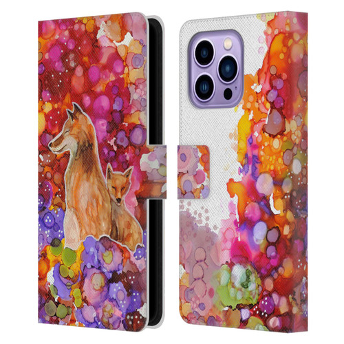Sylvie Demers Nature Mother Fox Leather Book Wallet Case Cover For Apple iPhone 14 Pro Max