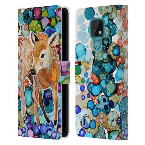 Sylvie Demers Nature Deer Leather Book Wallet Case Cover For Motorola Moto E7