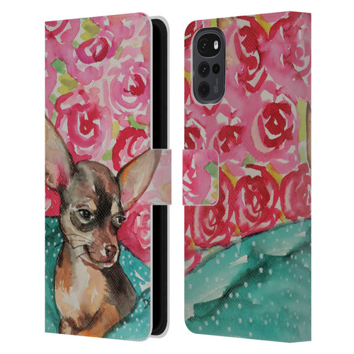 Sylvie Demers Nature Chihuahua Leather Book Wallet Case Cover For Motorola Moto G22