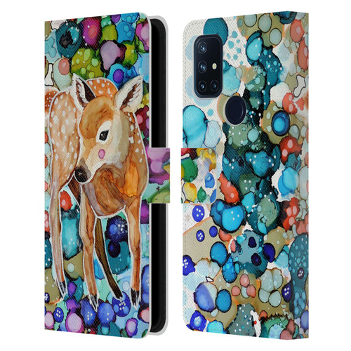 Sylvie Demers Nature Deer Leather Book Wallet Case Cover For OnePlus Nord N10 5G