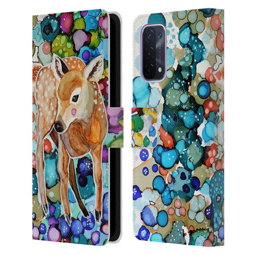 Sylvie Demers Nature Deer Leather Book Wallet Case Cover For OPPO A54 5G