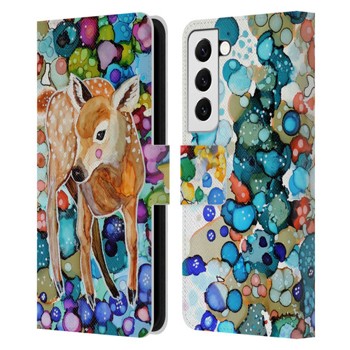 Sylvie Demers Nature Deer Leather Book Wallet Case Cover For Samsung Galaxy S22 5G