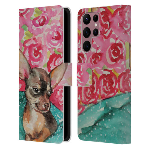 Sylvie Demers Nature Chihuahua Leather Book Wallet Case Cover For Samsung Galaxy S22 Ultra 5G