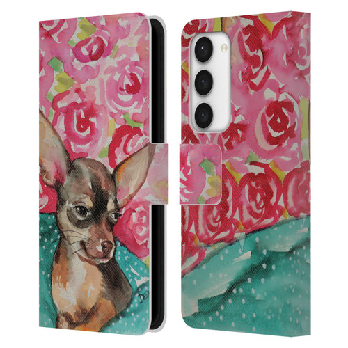 Sylvie Demers Nature Chihuahua Leather Book Wallet Case Cover For Samsung Galaxy S23 5G