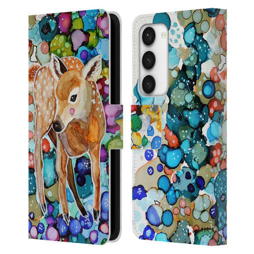 Sylvie Demers Nature Deer Leather Book Wallet Case Cover For Samsung Galaxy S23 5G