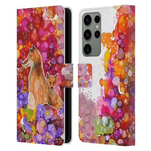 Sylvie Demers Nature Mother Fox Leather Book Wallet Case Cover For Samsung Galaxy S23 Ultra 5G